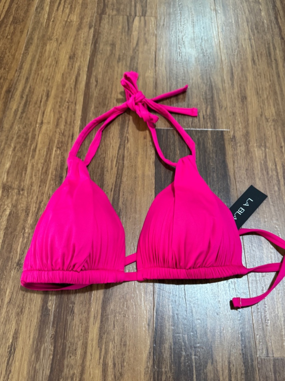 NWT La Blanca Women's Pink Solid Triangle Halter Bikini Swim Top Size
6